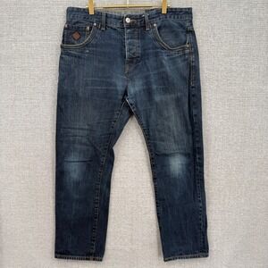 RJR John‎ Rocha Mens Dark Wash Denim Jeans Sz 36x30 Button Fly Straight Fit
